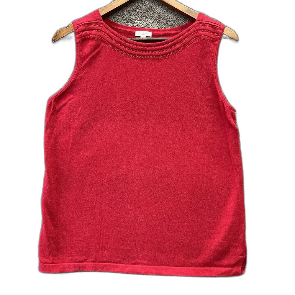 talbots sweater tank sleeveless top Red Sz M Cotton